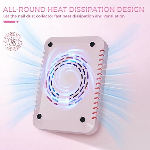 Miniatura 7 de Colector de polvo de uñas para técnicas de uñas, colector de polvo compacto y silencioso con filtro reutilizable, potente máquina de succión de