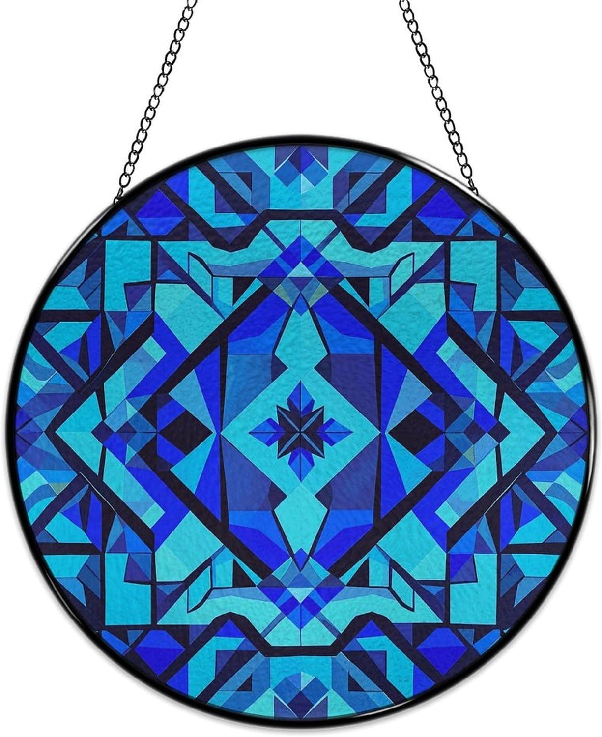 Stained Glass Hanging Sign Suncatcher, Geometric Pattern