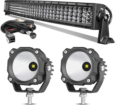 54 Curved LED Light Bar + 3 Inch Round LED Lights