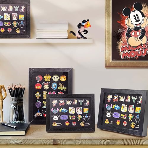 Miniatura 7 de Marco de exhibición de pines esmaltados, caja de sombra de 7 x 9 pulgadas para montaje en pared y mesa, exhibición de colección de pines, soporte