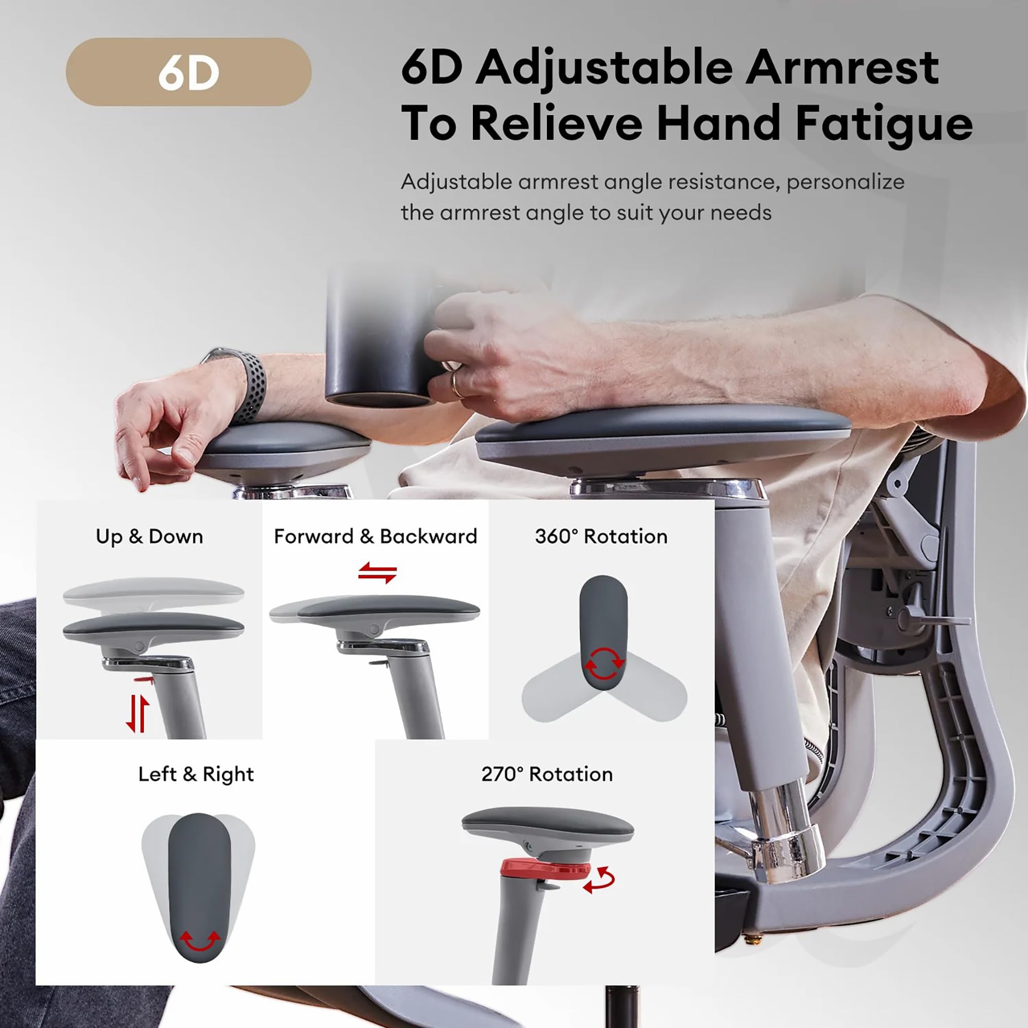 MUSSO X700 Ergonomiczne krzesło biurowe z podparciem lędźwiowym GlideTrack, podłokietniki 6D, zagłówek 4D, przesuwne siedzisko i podnóżek, inteligentny komfort do pracy, nauki i gier (ciemnoszary)