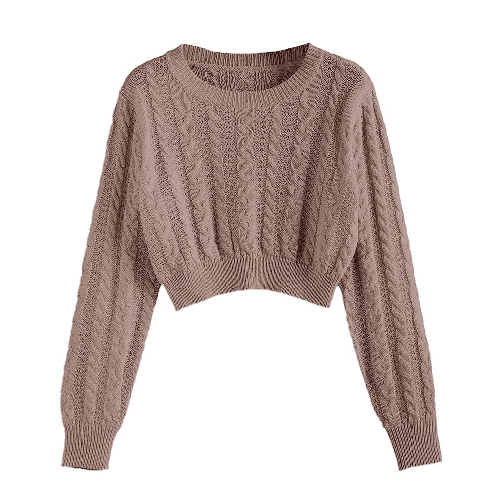 ZAFUL Women's Long Sleeve Cropped Sweater Knit Pullover Top