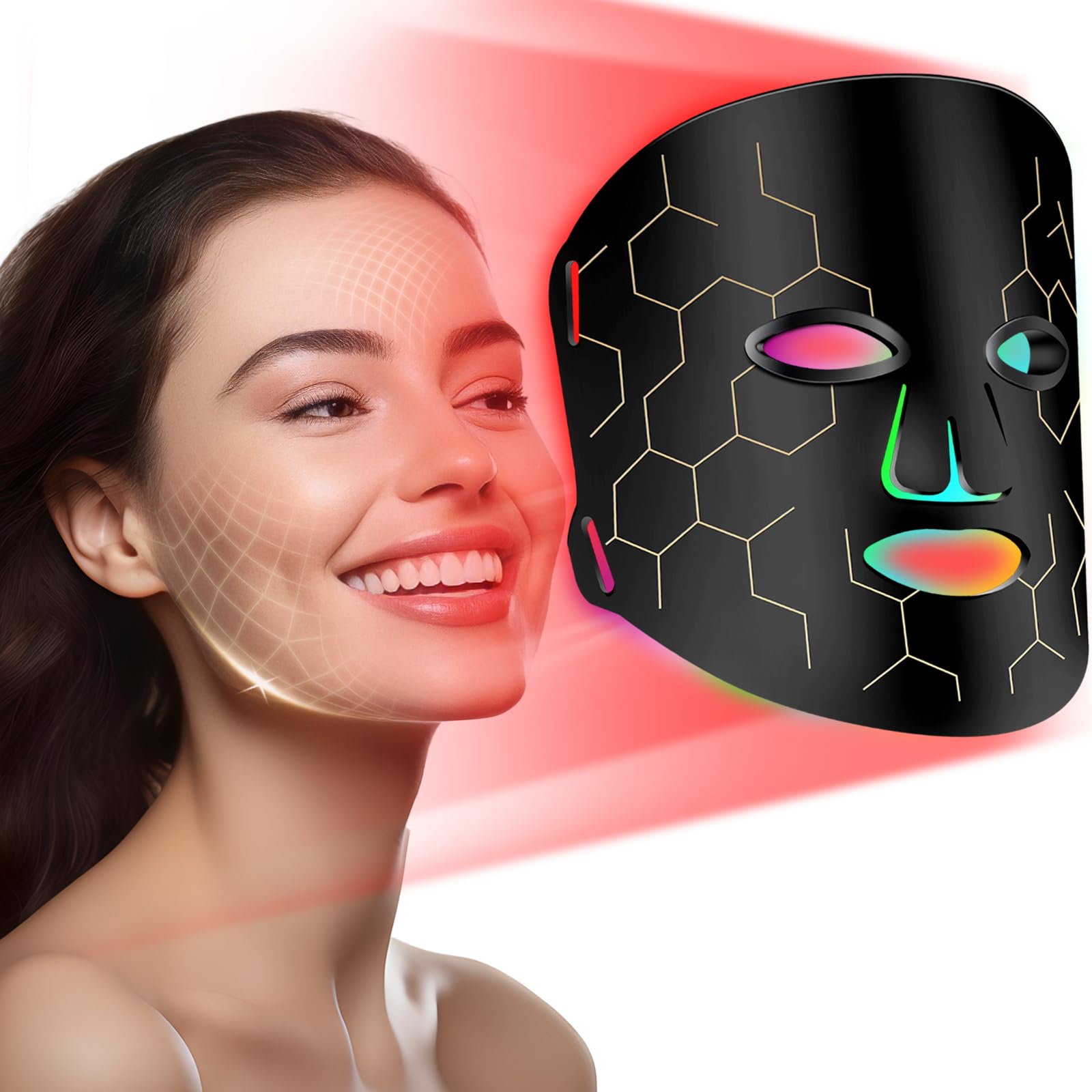 Red Light Therapy Mask for Face, 8 Modes LED Face Mask Light Therapy with 288 LEDs, 630nm & 850nm Infrared Light Therapy Mask at Home, Portable with Timer & 2600mAh Remote Control for Anti-Aging.