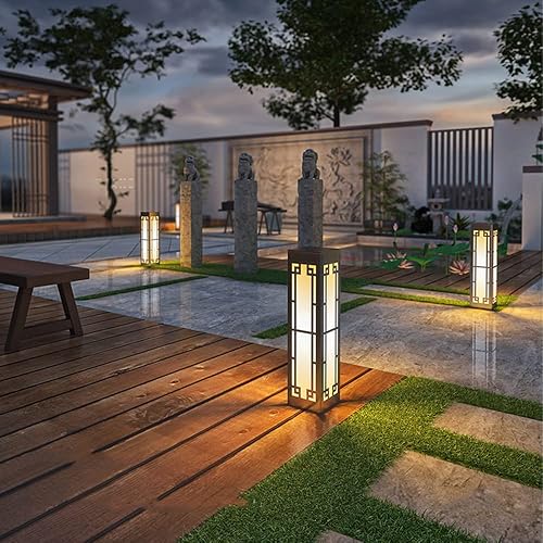 Miniatura 4 de Luces de poste al aire libre, luz eléctrica enchufable para césped, impermeable, luz de jardín al aire libre, luz LED simple de acero inoxidable,