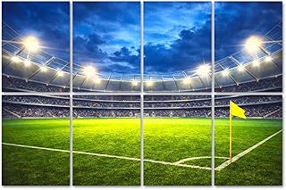 8 Pack Art Acoustic Panels Sound Absorbing Football Stadium Dusk Bright Lights Corner Flag Decorative Soundproof Wall Panels Self Adhesive for Home Recording Studios 48"x32"