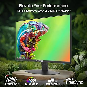 Sceptre Prime 24-inch Gaming Monitor 100Hz 1ms DisplayPort HDMI x2 100% sRGB AMD FreeSync Build-in Speakers, Eye Care Frameless Machine Black 2025 (E248W-FW100T) | 100Hz 1ms DisplayPort HDMI x2 100% sRGB AMD FreeSync Build-in Speakers, Eye Care Frameless Machine Black 2025