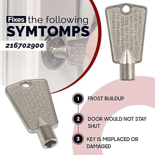 Miniatura 9 de Llaves de metal para puerta de congelador 216702900 de Seentech  Compatible con Frigidaire, Kenmore, GE Freezers  Repalces AP4301346, AP4071414,