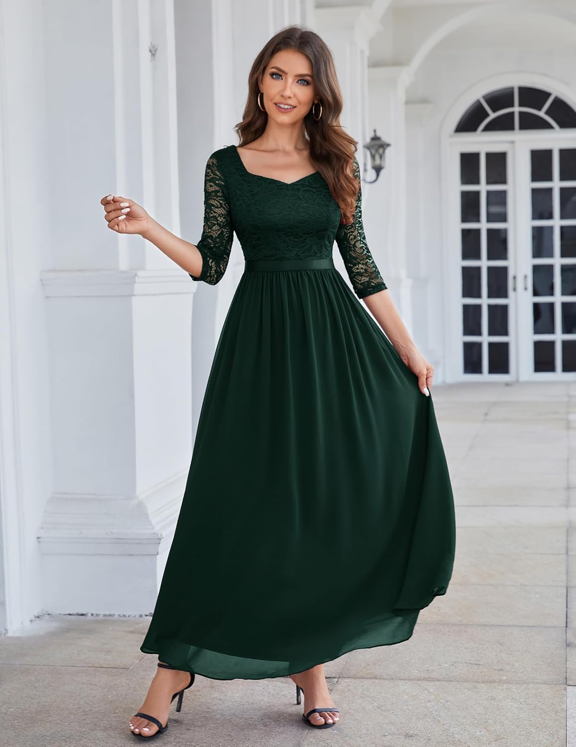 Wedtrend Women's Formal Dress Mother of The Bride Dress 3/4 Sleeve Wedding Guest Dress Maxi Evening Gown - Image 3