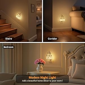 JandCase Night Lights Plug into Wall,2 Pack 3D Printed Castle Night Light,3000K Plug in Nightlight with Dusk to Dawn Sensor,0-100LM Adjustable Brightness for Rooms Bathroom Hallway