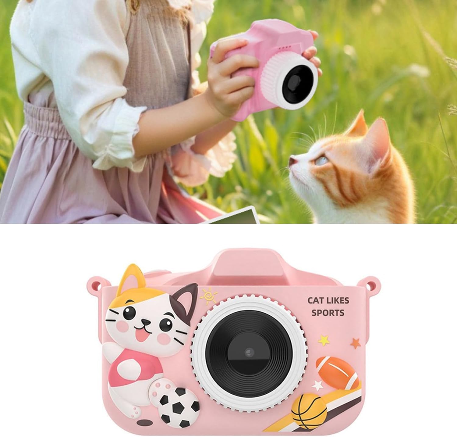 Educational Camera for Kids Built in 32G Storage Double Lens Auto Focusing MP3 Player Interactive Learning Games Kids Camera