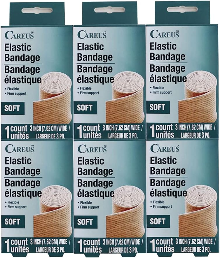 Elastic Compression Bandage Wrap - (Set of 6) with Hooks, Athletic Sport Support Tape Rolls for Ankle, Wrist, Arm, Leg Sprains | Each First Aid Bandages Roll Measures 3 Inch x 5 Feet : Health & Household