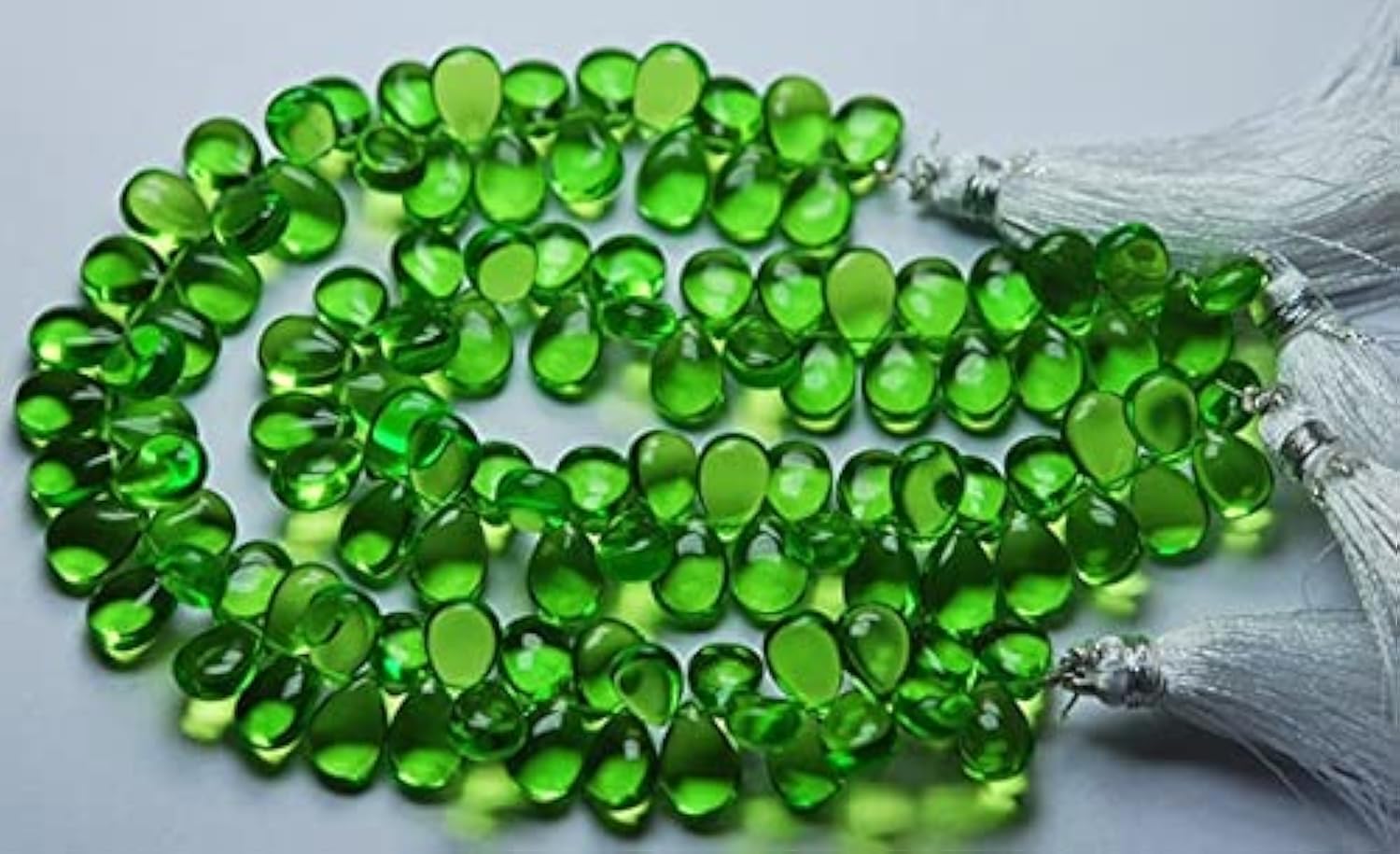 Fil quartz vert péridot poire briolette 7x10mm pour cadeau artisanal DIY