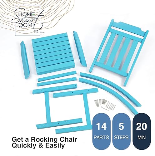 Miniatura 6 de hOmeQomi Juego de 4 Sillas Mecedoras, Mecedora de Porche Exterior de Madera Sintética Resistente a Todas las Condiciones Climáticas, Sillas
