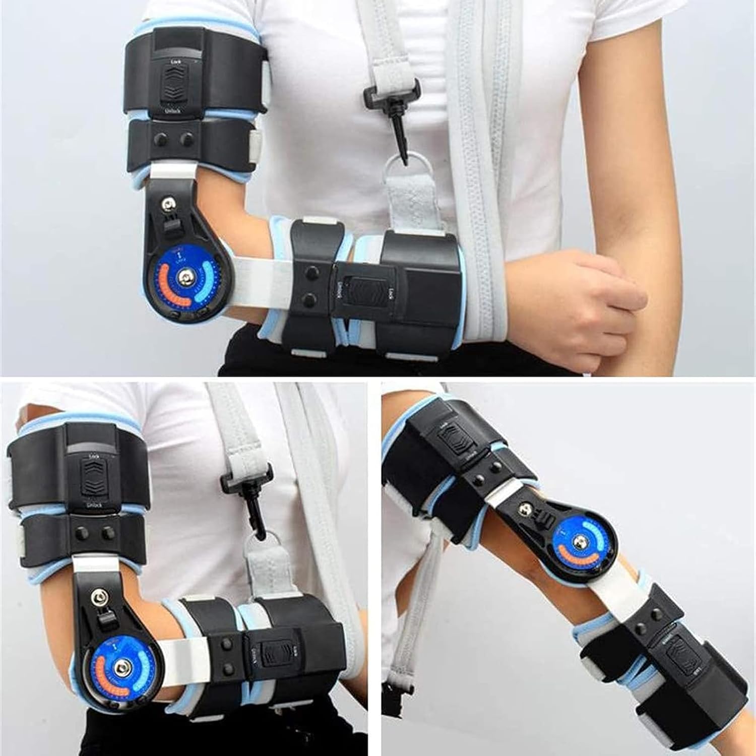 Elbow ROM Brace, Hinged Elbow Brace with Strap for Post Elbow Brace Stabilizer Splint Arm Injury Recovery Support,Left