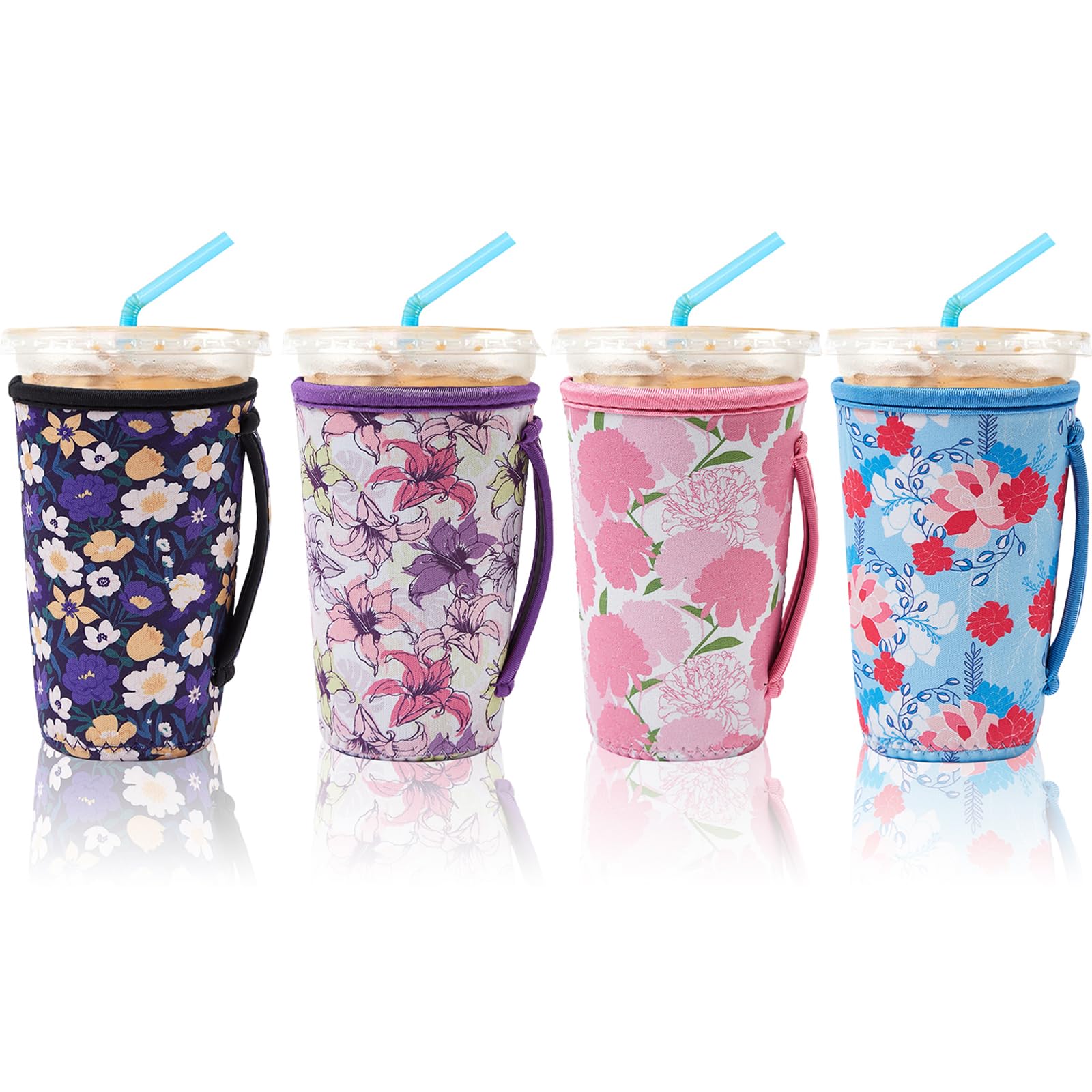 4 Pack Iced Coffee Sleeve,reusable Neoprene Cup Sleeves Suitable For Beverage Sleeves For Hot And Cold Coffee Or Ice Drink Coffee cup sleeve for