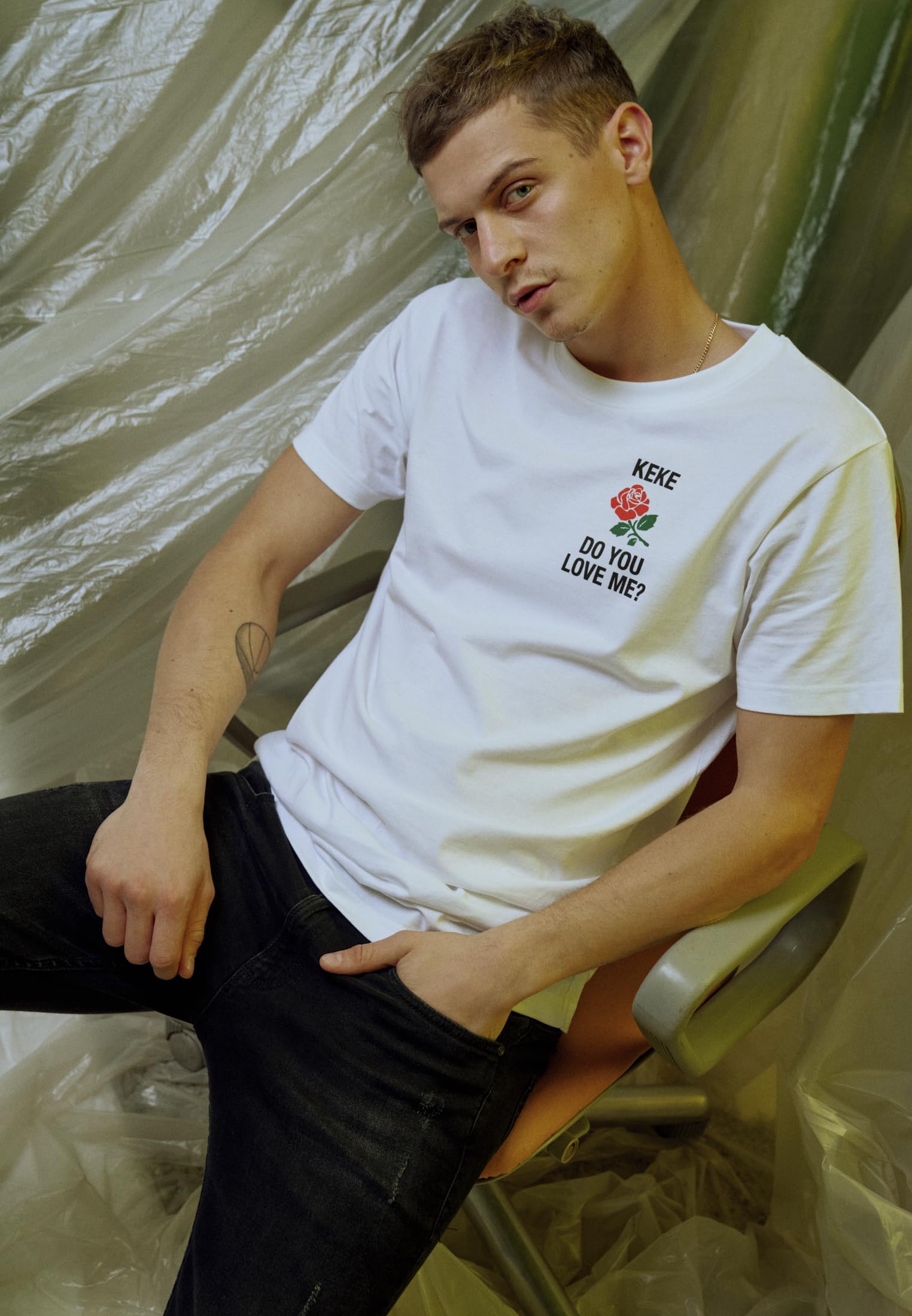 Mister Tee Herren Keke Love T-Shirt, White, XS