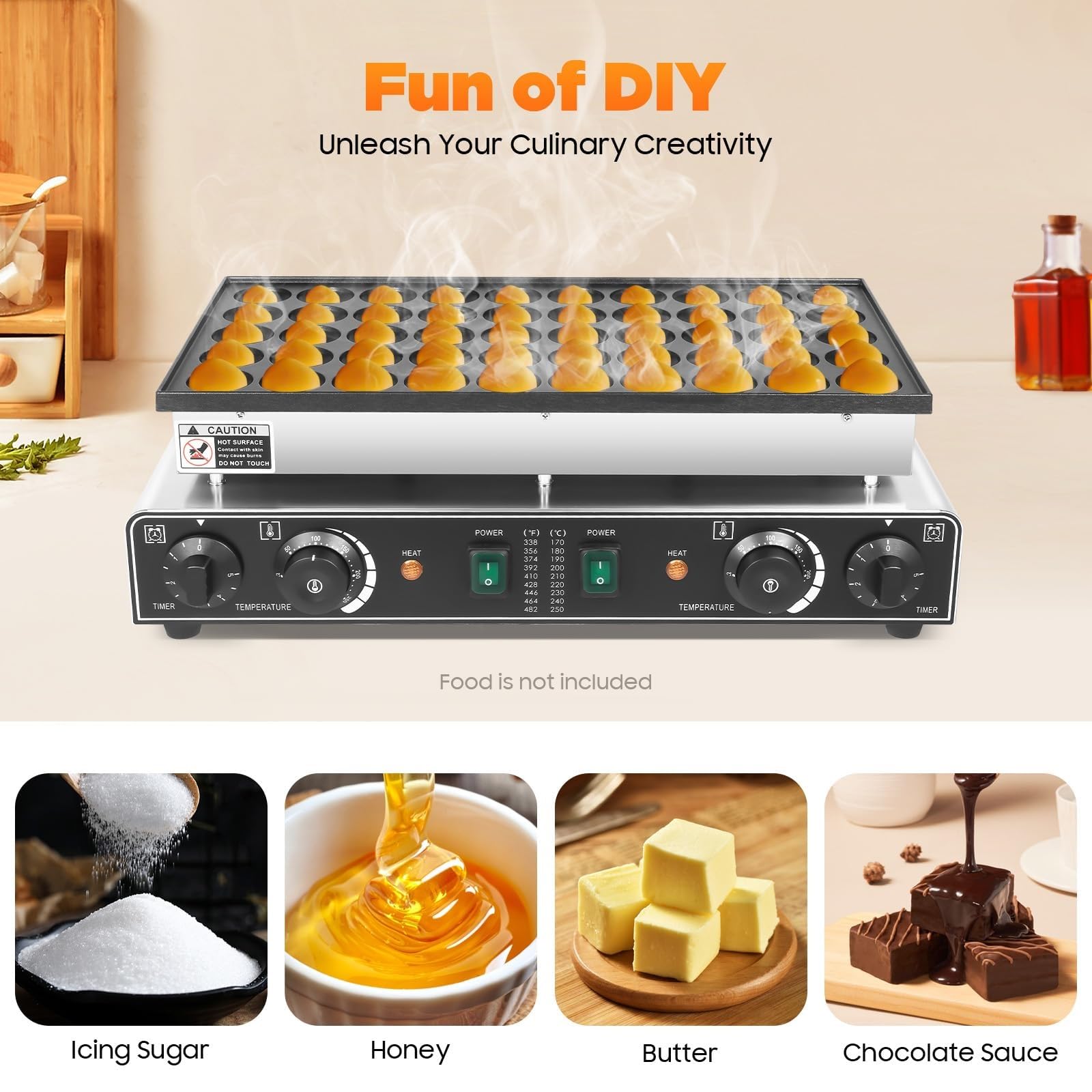 Mini máquina para Hacer panqueques, Temporizador de 0 a 5 Minutos y Temperatura Ajustable de 50 a 300 ℃, máquina eléctrica Antiadherente para Preparar desayunos rápidos.,