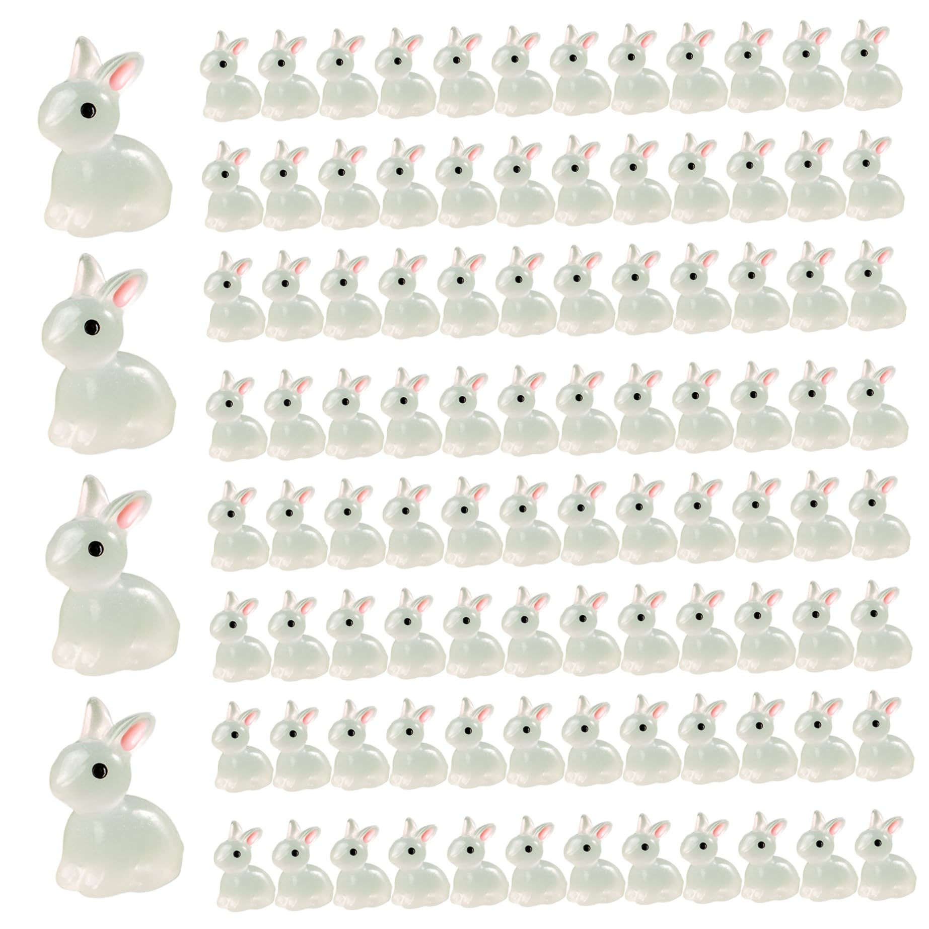 Muzrunq Mini Resin Animals, Glow in The Dark Rabbit Mini Figurines Bulk for Miniature Fairy Garden Lawn Accessories Micro Landscape Potted Decoration.