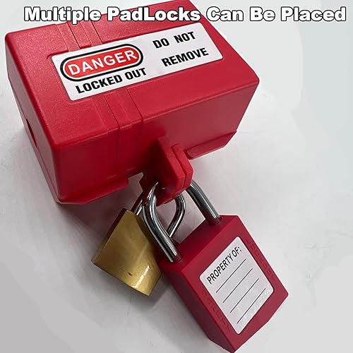 Miniatura 6 de Bloqueo de enchufe con etiqueta de bloqueo, enchufe eléctrico antitáctil de grado industrial de 110 V y bloqueo de enchufe de termostato, bloqueo de