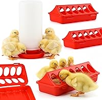 Yonderfume Chick Feeder Waterer Kit: 3x 12-Hole Anti-Spill Trough Feeders & Automatic Waterer for Baby Chicks, Ducklings, Quail