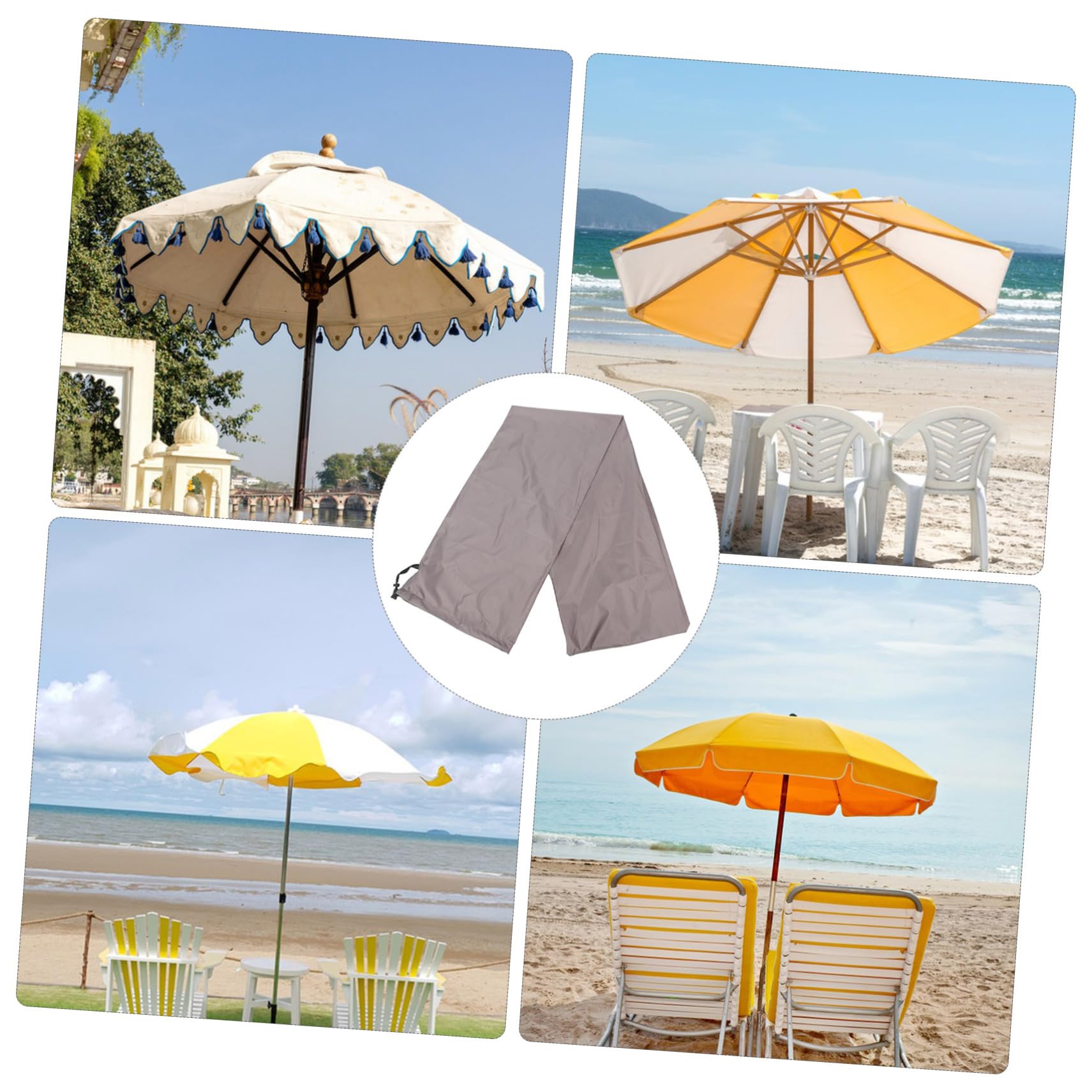 Duży pokrowiec na parasol tarasowy poliestrowy pokrowiec ochronny na parasol przeciwsłoneczny srebrny pokrowiec na parasol ogrodowy pokrowiec na meble ogrodowe