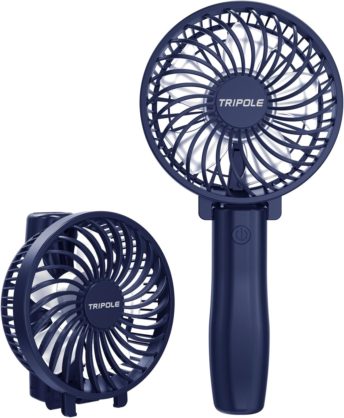 TriPole Handheld Fan Foldable Mini Portable Fan, 3 Speeds Small Personal Rechargeable USB Desk Fans, Powerful Hand Held Fans Battery Operated for Travel Outdoor Beach Makeup, Navy Blue, 4.2โ Cover