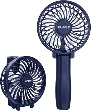 TriPole Handheld Fan Foldable Mini Portable Fan, 3 Speeds Small Personal Rechargeable USB Desk Fans, Powerful Hand Held Fans Battery Operated for Travel Outdoor Beach Makeup, Navy Blue, 4.2 Cover