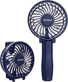 TriPole Handheld Fan Foldable Mini Portable Fan, 3 Speeds Small Personal Rechargeable USB Desk Fans, Powerful Hand Held Fans Battery Operated for Travel Outdoor Beach Makeup, Navy Blue, 4.2” Cover