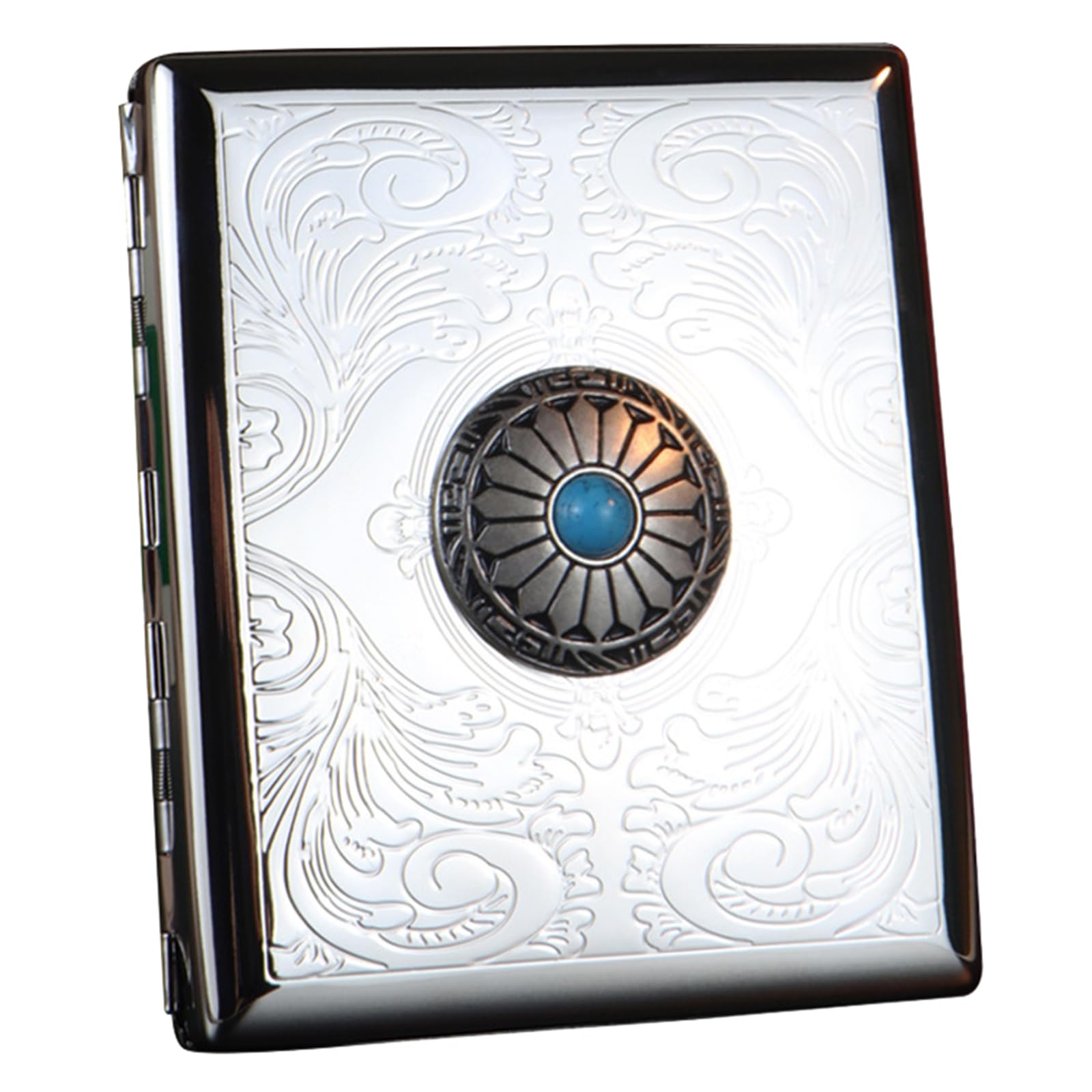Étui À Cigarettes en Métal, pour 20 84mm Cigarettes, Boîte en Métal pour Homme Et Femme Silver,One Size
