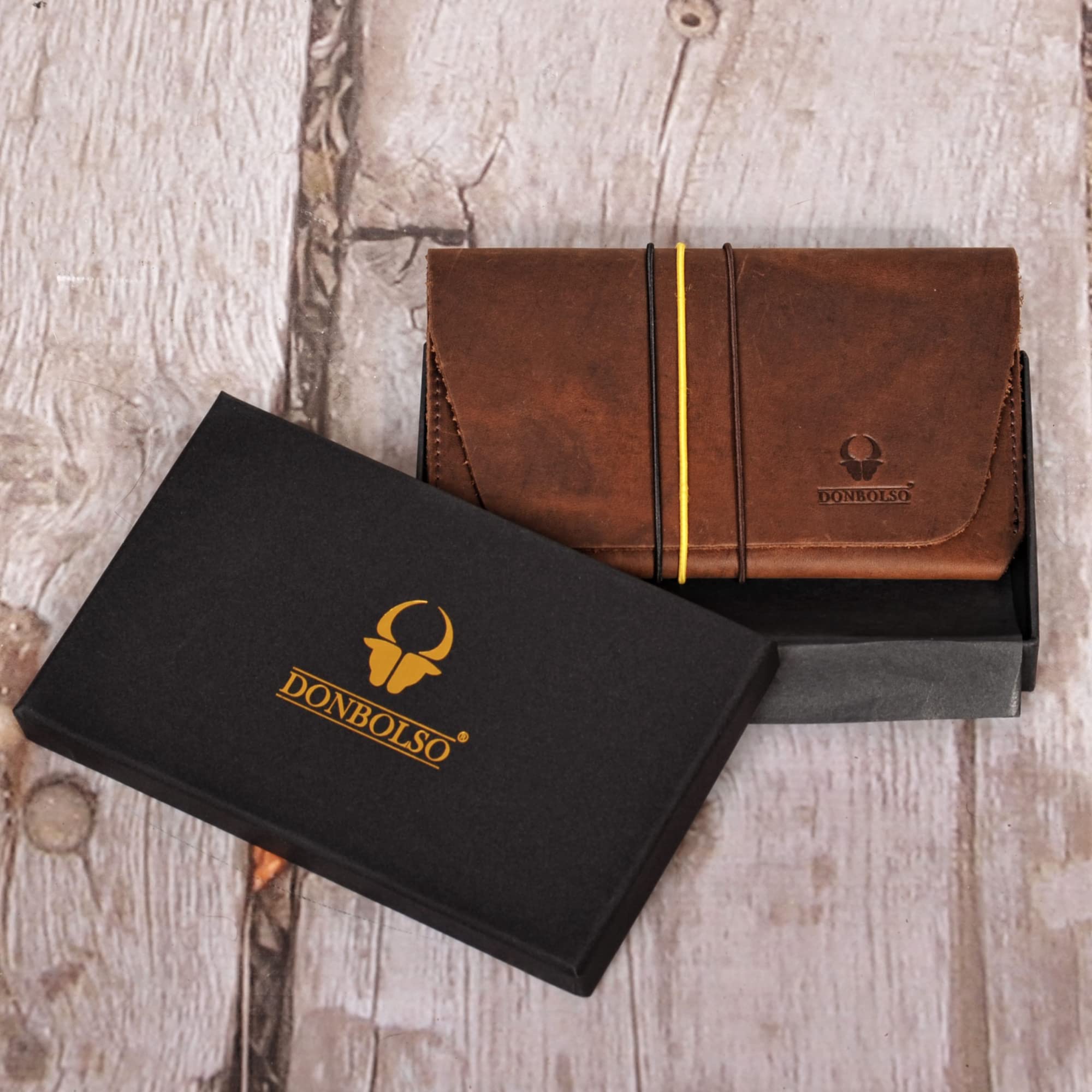 DONBOLSO Funda Pasaporte Miami | Organizadora de Viaje en Piel para Pasaportes | Funda Organizadora para Hombres | Pasaporte Viaje Funda | Marrón-Marrón