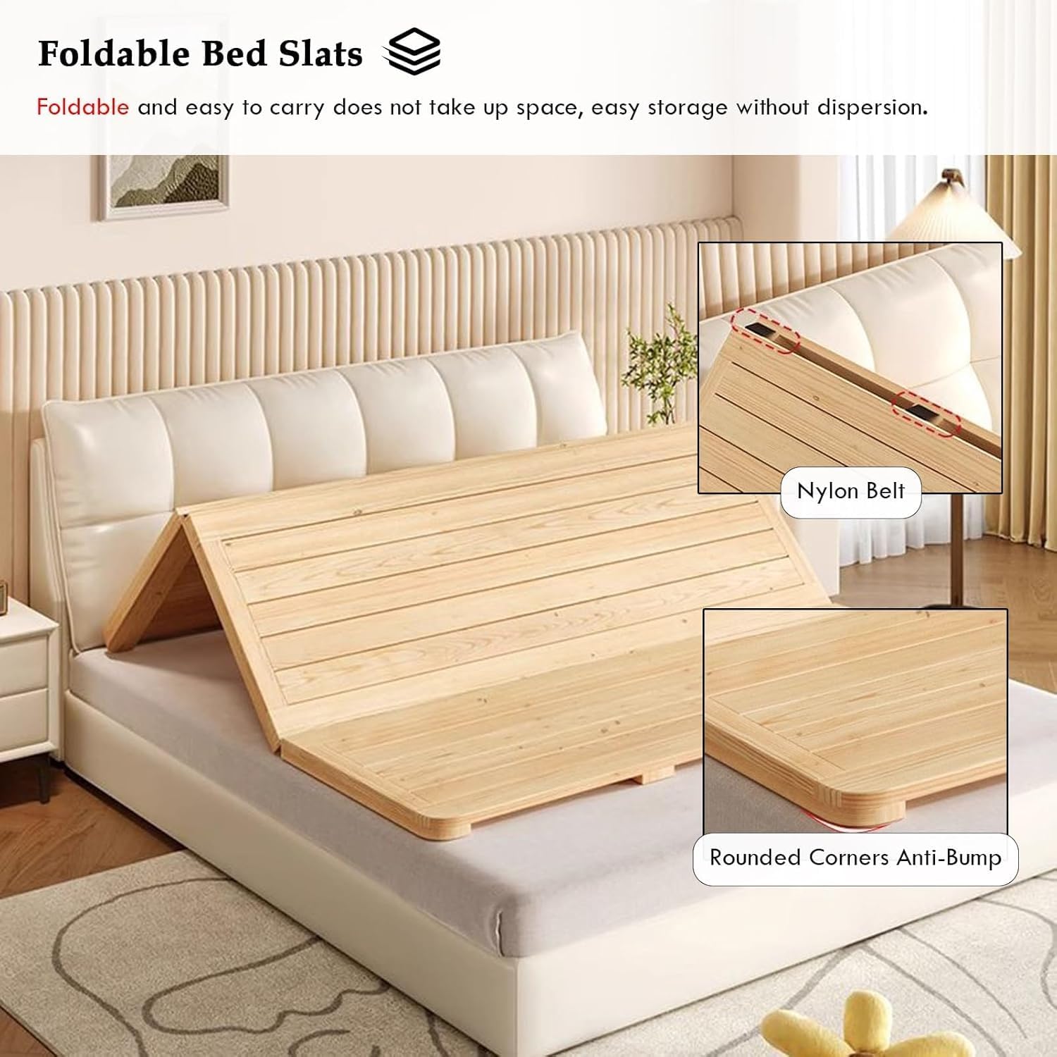 Bunkie Board Bed Slats Twin/Full/Queen/King Size - Foldable Bed Base 39.4x78.7in 190/200 CM Length - Wooden Slats for Support and Comfort,One Color,180x200cm/70.9x78.7in