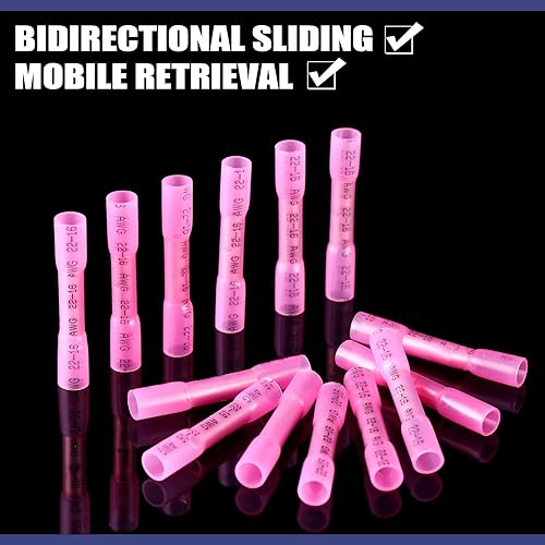 Miniatura 15 de Frienda 1000 conectores de cable termorretráctil, color rojo, AWG 22-18, aislados, impermeables, conectores de cable eléctrico automotriz