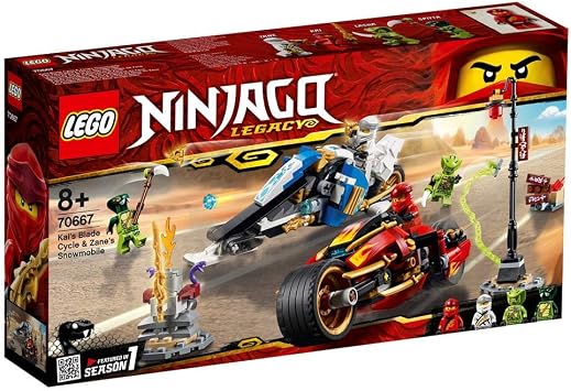 LEGO NINJAGO Legacy Kais Blade Cycle & Zanes Snowmobile 70667 Building Kit 376 Pieces