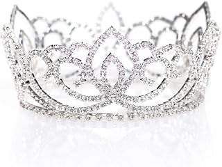 Anderson's Sasha Full-Crown Tiara, Rhinestone Wedding, Prom, Pageant Tiara, Queen Or Princess Tiara For Prom, Homecoming, Pageant, Wedding, School Dance, Award, Costume, Party, Event
