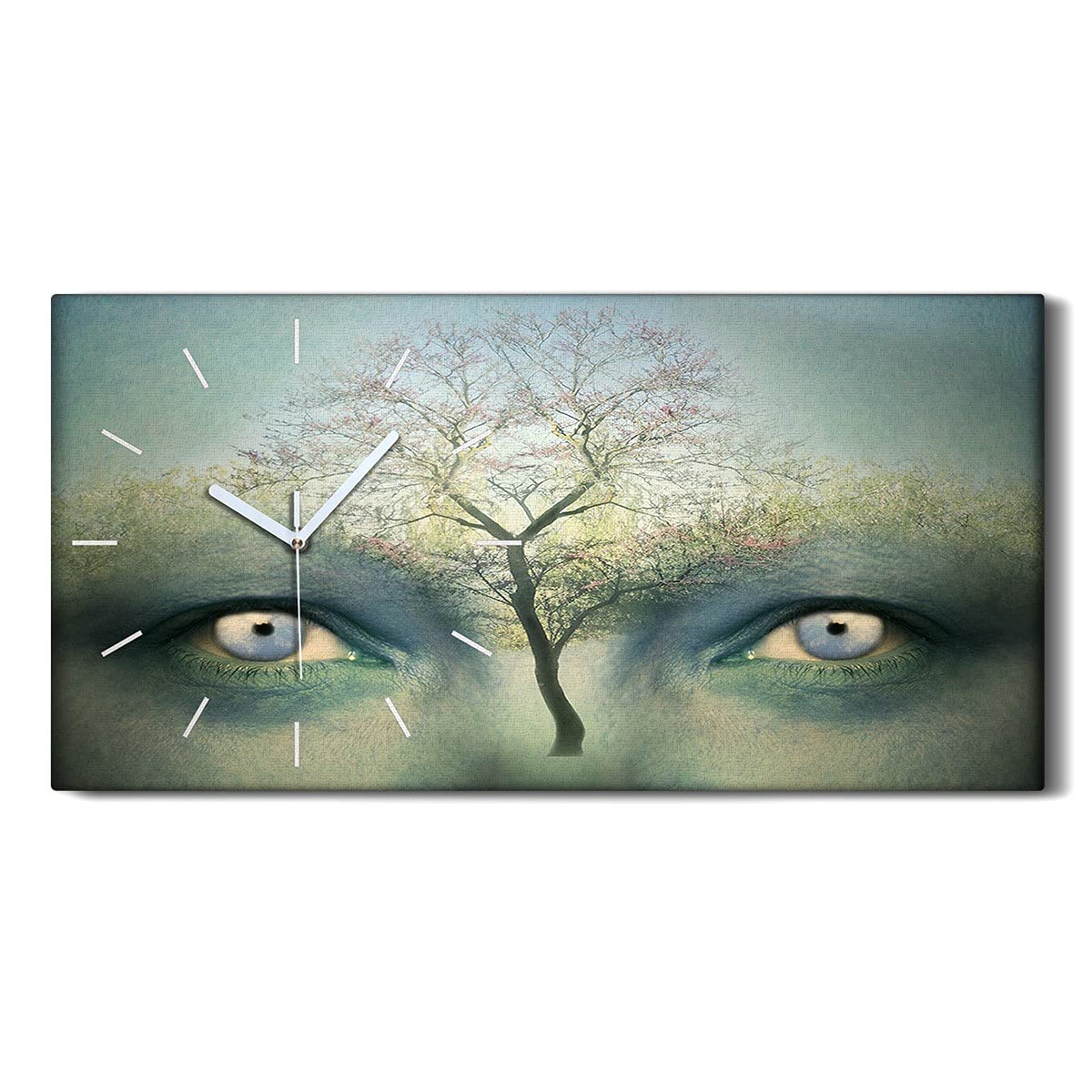 Horloge sur toile 60x30cm Coloray avec aiguilles blanches pour une decoration murale moderne