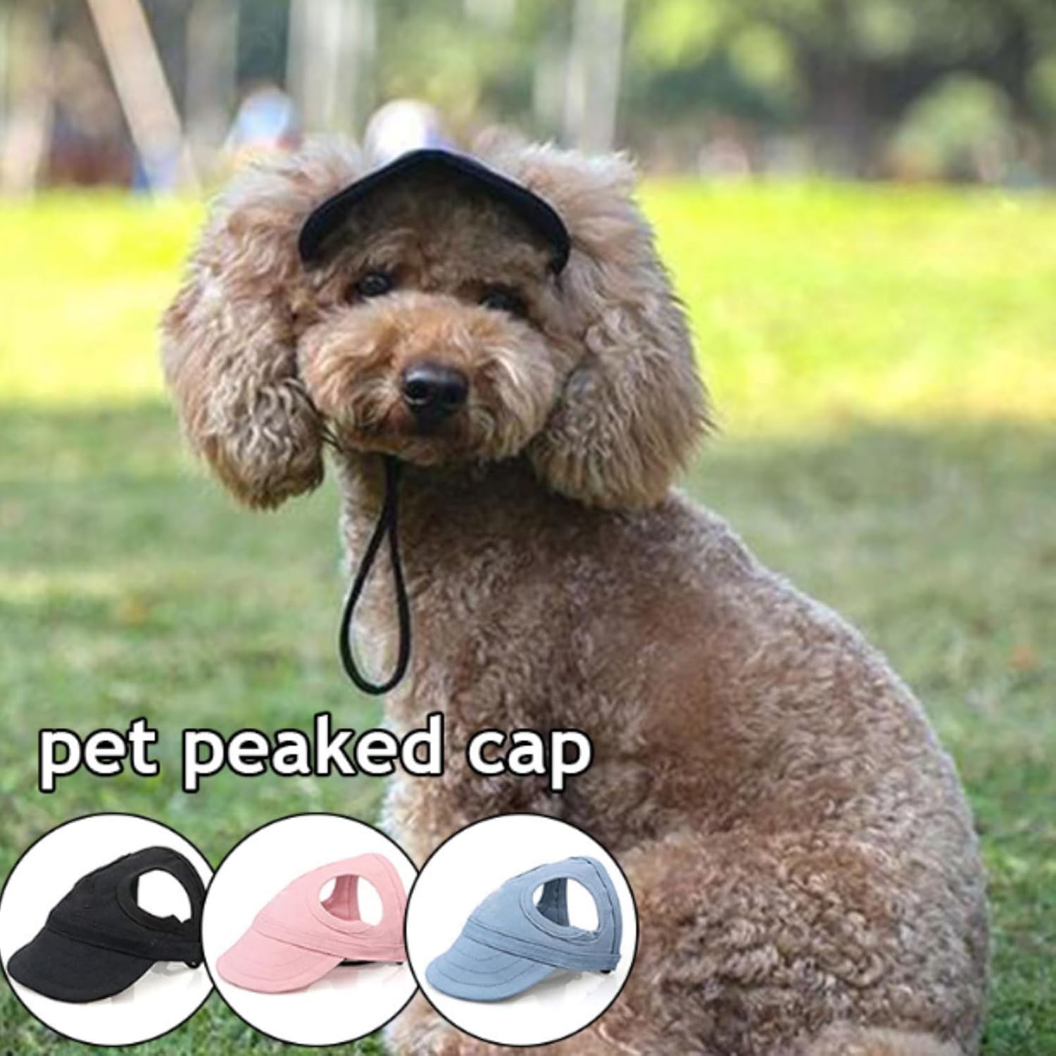 Dog Baseball Hat with Neck Strap Pet Dog Cat Summer Travel Outdoor Baseball Hat Dog Hat Sun Hat Baseball Trucker Hat Dog Hats with Ear Holes for Puppy Small Dogs (M)