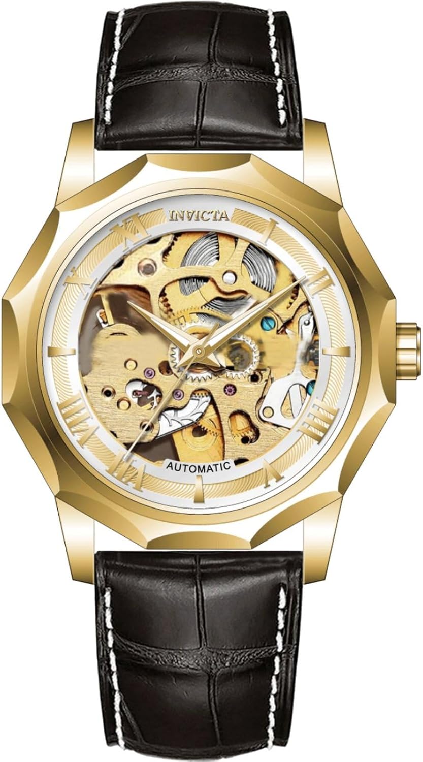 Invicta Objet D Art Men 42mm Stainless Steel Gold + Steel Gold dial LG0801B Automatic