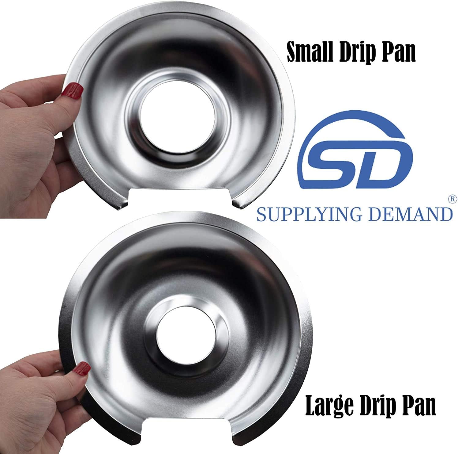 Supplying Demand 1056RGE8 Electric Range Style D Chrome Drip Pan & Ring Replacement 8 Piece Kit