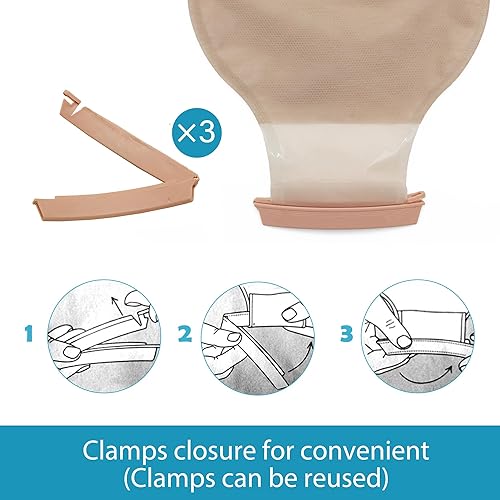 Miniatura 6 de LotFancy Bolsas de colostomía con cierre de abrazadera, 10 bolsas drenables de una pieza para el cuidado del estoma de ostomía, suministros de