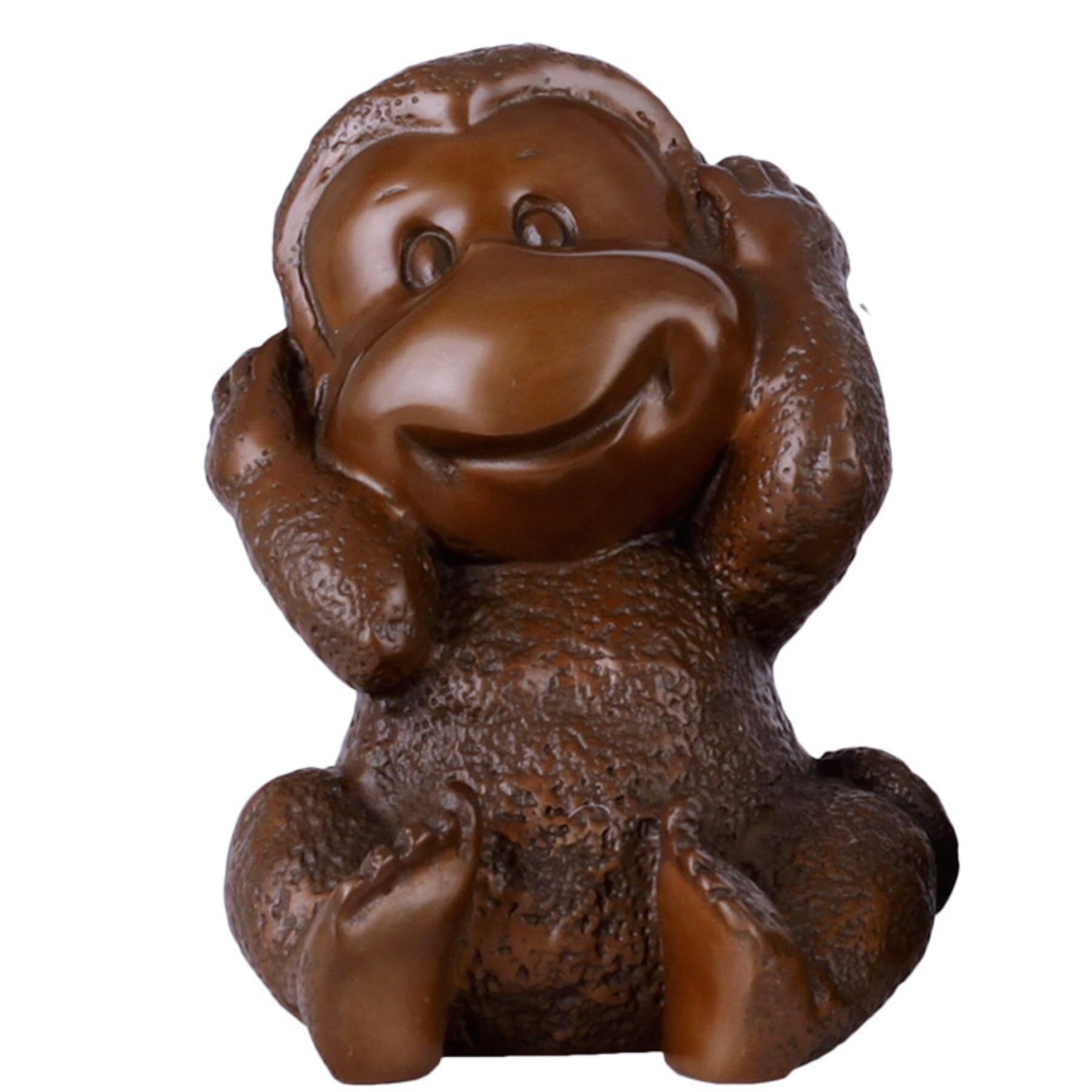 Zestaw rzeźby z brązu cztery mądre małpy – 'Hear No Evil, See No Evil, Speak No Evil' figurki artystyczne z litego mosiądzu, ręcznie robione mini posągi zwierząt