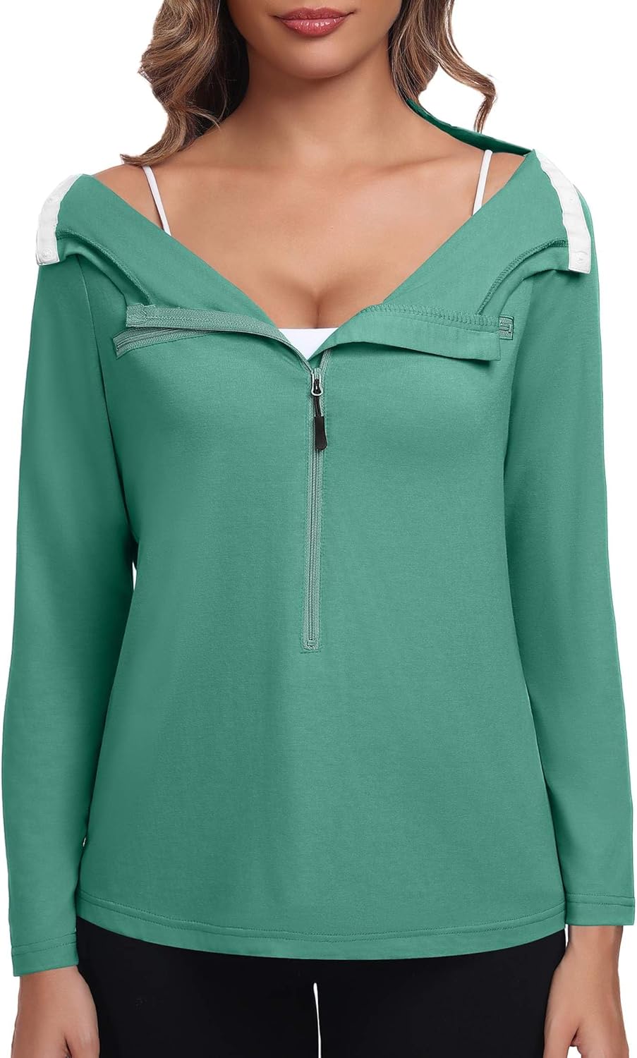 Deyeek Chemo Port Shirts for Women 2 Side Snaps Long Sleeve Shoulder Post Surgery Clothing Dialysis Breast Cancer Shirts - Image 7