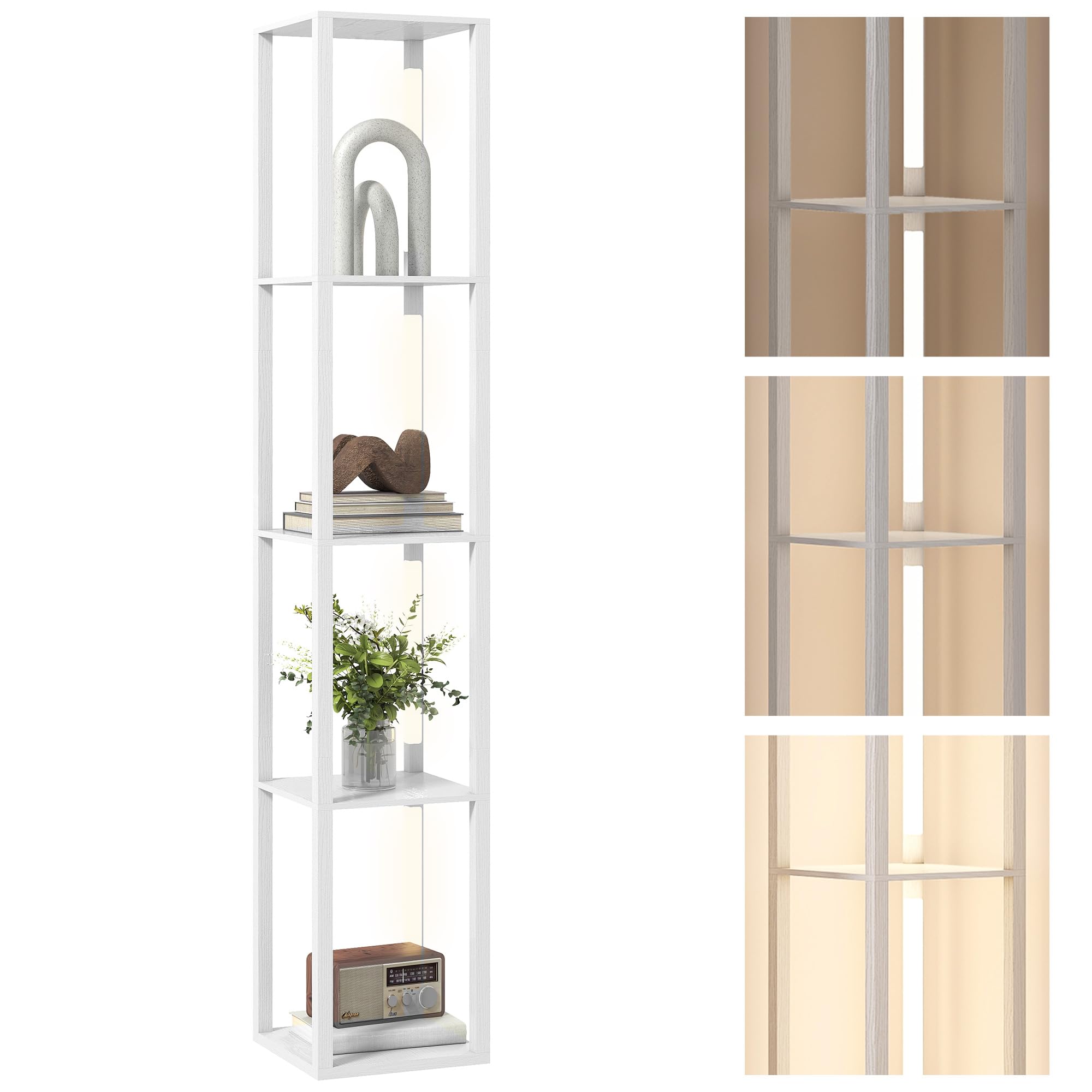 Homcom White Floor Lamp For Living Room, Standing Lamp With Foot Switch, - 29L X 29W X 163H Cm - Yes