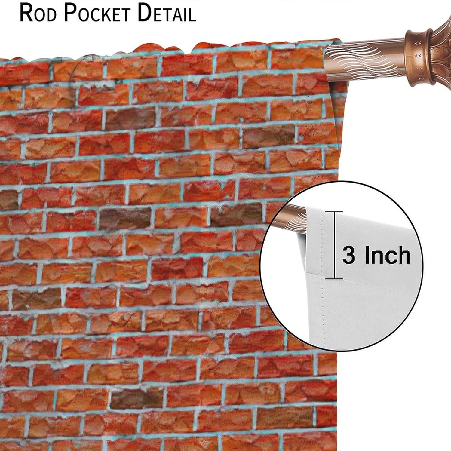 Brick Wall Blackout Window Curtains, Brick Wall with Bricks Vintage Style Rustic Country Farmhouse Room Darkening Rod Pocket Curtains Windows Drapes for Bedroom Kitchen Living Room Study Room 84x84in