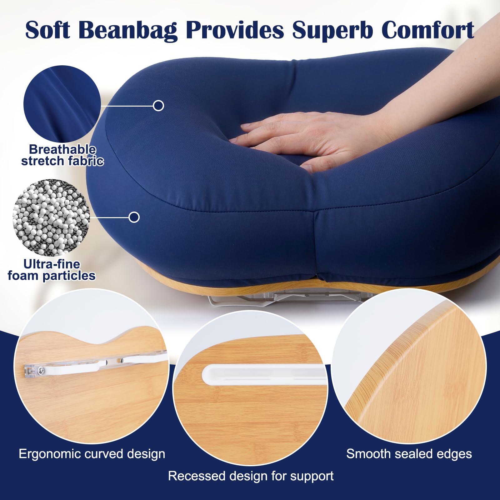 Schoß-Sitzsack-Buchständer – freihändiges Lesekissen, 400 g Gewicht für verbesserte Stabilität, ergonomisches Design zur Minimierung der Nackenbelastung – ideal für Buchliebhaber in Schlafsäle und