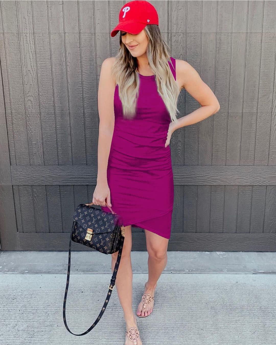 BTFBM Women Summer Dresses 2026 Sleeveless Tank Ruched Bodycon Sundresses for Women Party Beach Mini Casual Spring Dress - Image 2