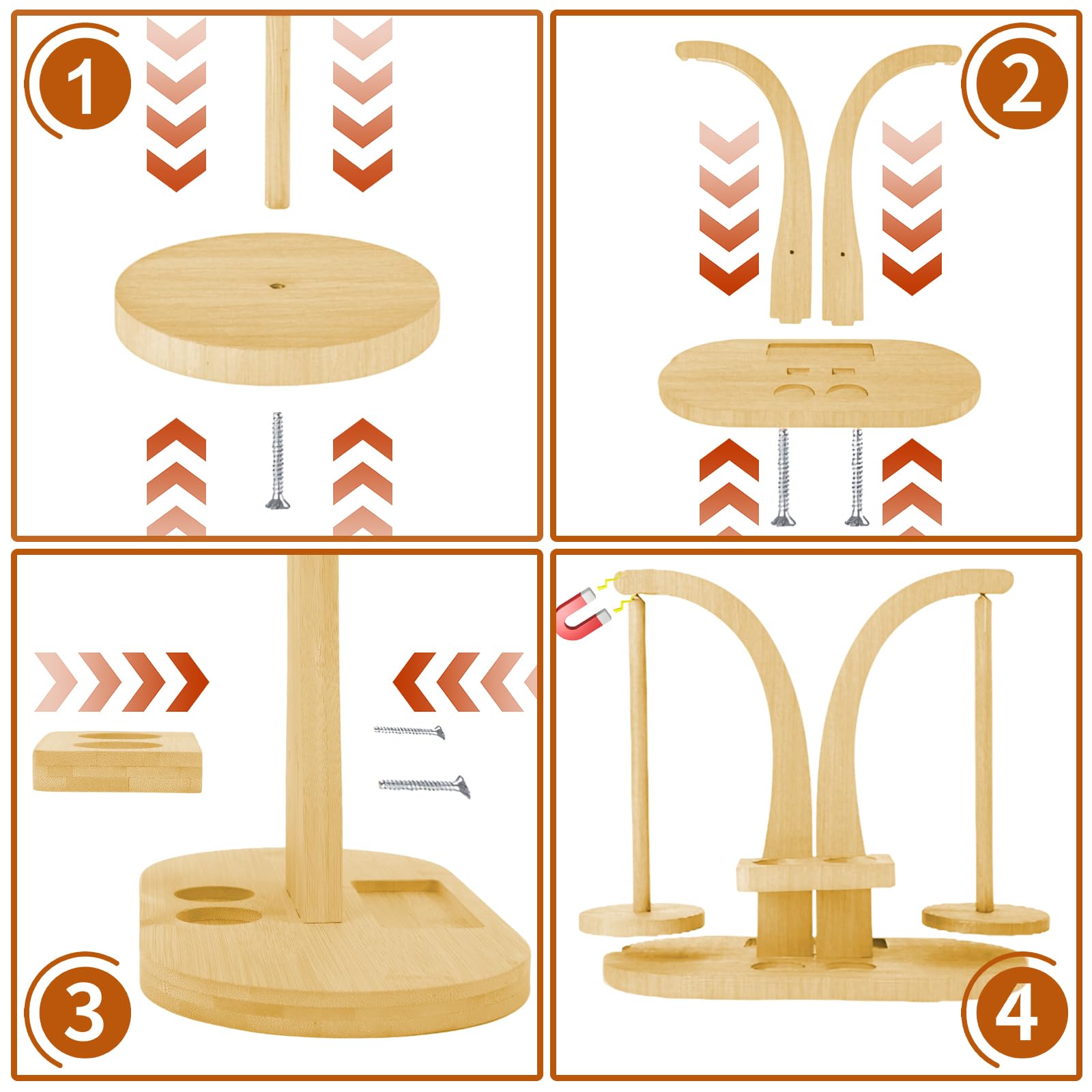 Yarn Holder Portable Magnetic Wool Holder Crocheting & Knitting Wooden Yarn Dispenser - Image 4