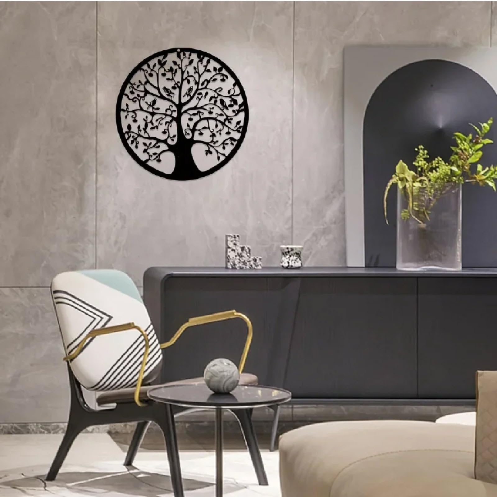 Arte De Pared Del Árbol De La Vida, Silueta De Pared 3D Decoración De Pared, Decoración De Pared De Árbol Genealógico Negro Para Colgar, Para Cocina, Sala De Estar Y Dormitorio,B,50 * 50CM