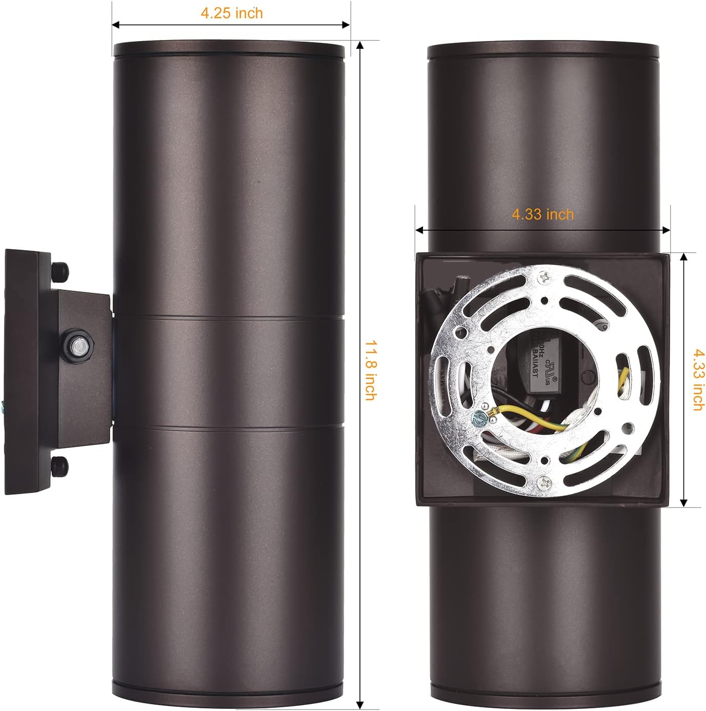 Dusk to Dawn Outdoor Lighting, Modern Up Down Porch Lights Outdoor Cylinder, Oil Bronze Waterproof Wall Sconce, E26 Base, Exterior Light Fixture Wall Mount, ETL, Pack of 2