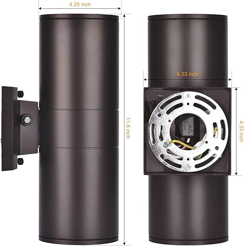 Miniatura 4 de Iluminación al aire libre del atardecer al amanecer, moderna luces de porche hacia arriba hacia abajo, cilindro para exteriores, aplique de pared