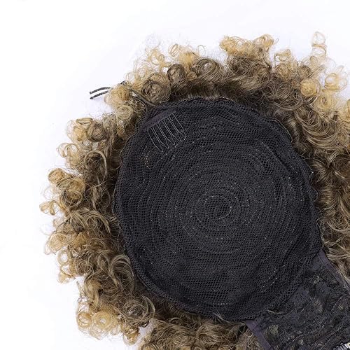 Miniatura 6 de ENTRANCED STYLES Cola de caballo con cordón y flequillo, extensiones de cola de caballo afro para mujer, cola de caballo corta y rizada con